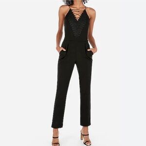 Express Black Lace Detail Jumpsuit